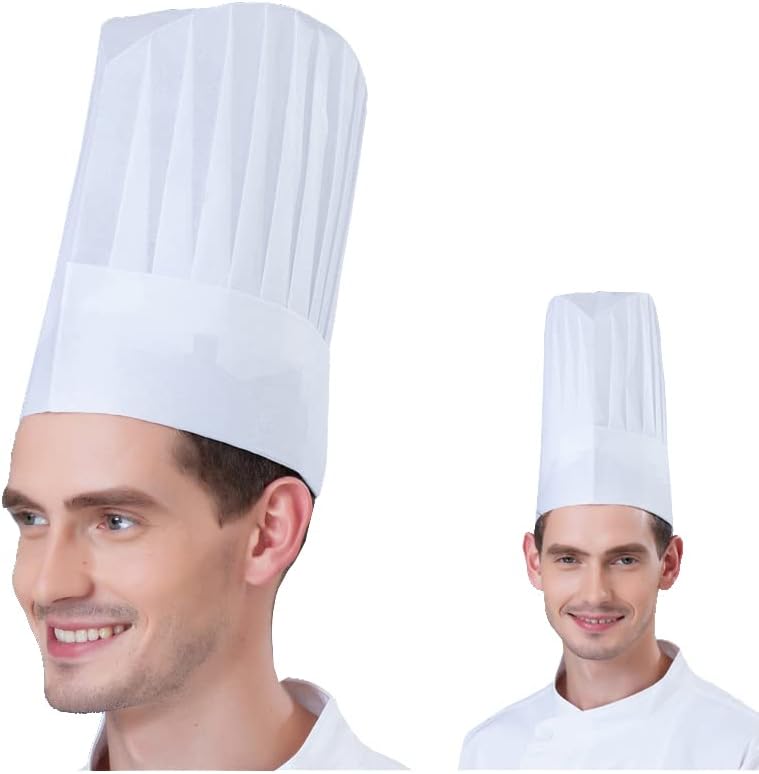 Hyzrz 10 Pack Disposable Non-Woven Paper Fiber Chef Hats for Women and Men, Adjustable Unisex White Kitchen Caps Bulk Set - Image 4